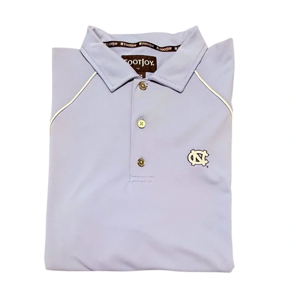 FootJoy Blue and White UNC Polo Active Golf Shirt Size Large - Picture 1 of 10